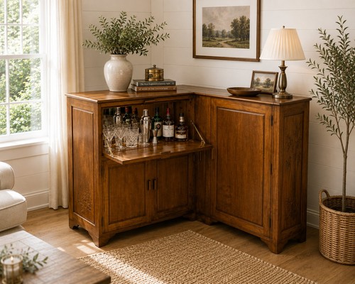 Vintage corner drinks cabinet - drinks,