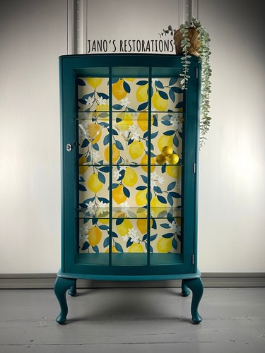 Vintage teal yellow lemons - vintage,